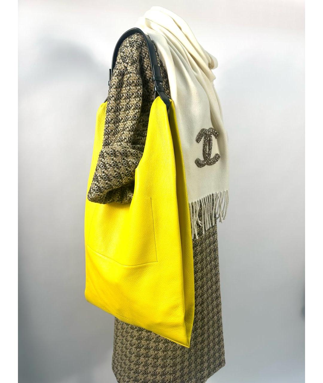 JIL SANDER Желтая кожаная сумка тоут, фото 6