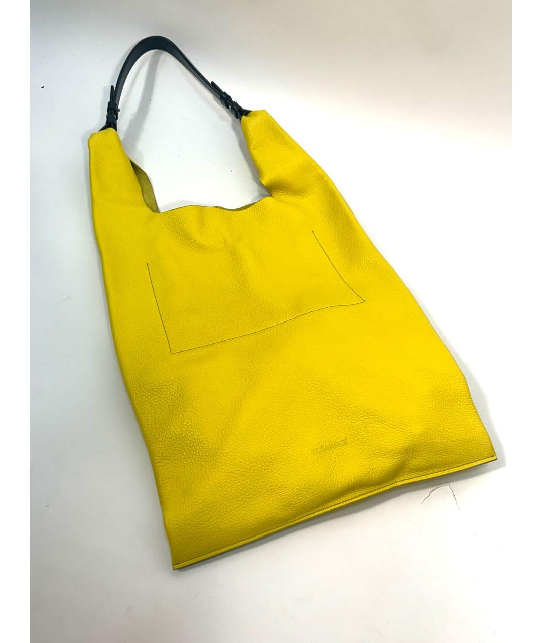 JIL SANDER Желтая кожаная сумка тоут, фото 8