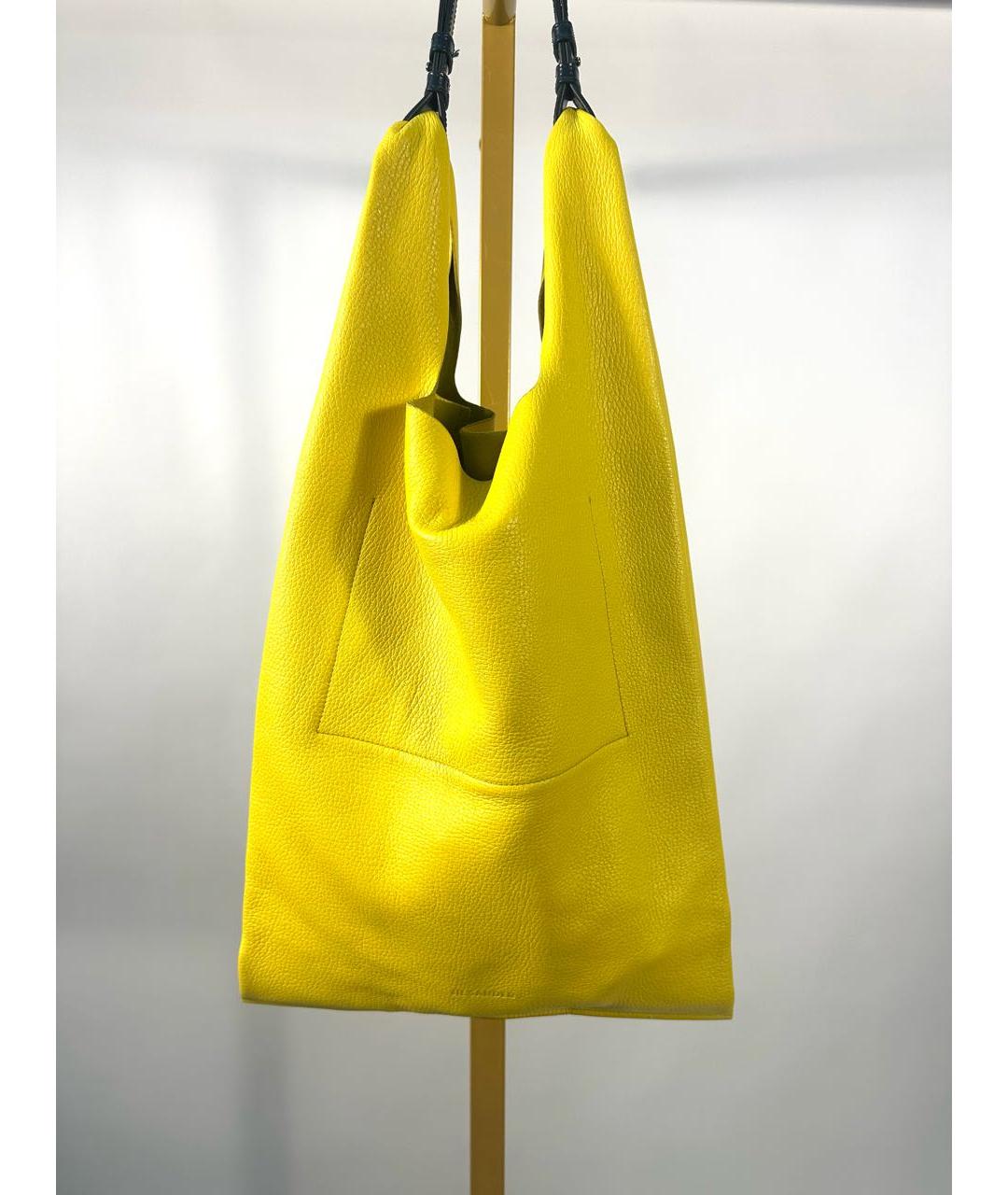 JIL SANDER Желтая кожаная сумка тоут, фото 3