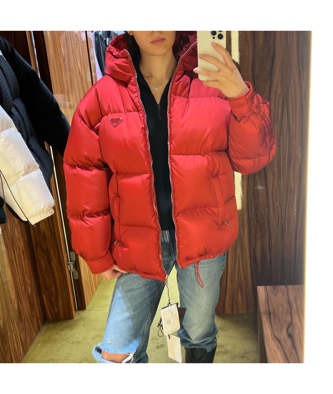 PRADA Красный полиэстеровый пуховик, фото 3