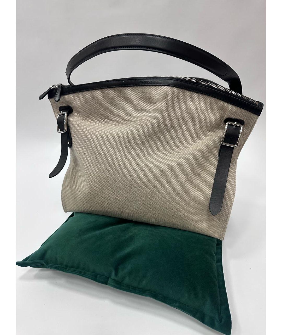 JIL SANDER Бежевая льняная сумка тоут, фото 5