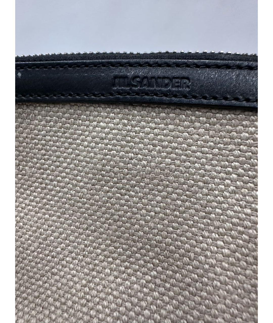 JIL SANDER Бежевая льняная сумка тоут, фото 7