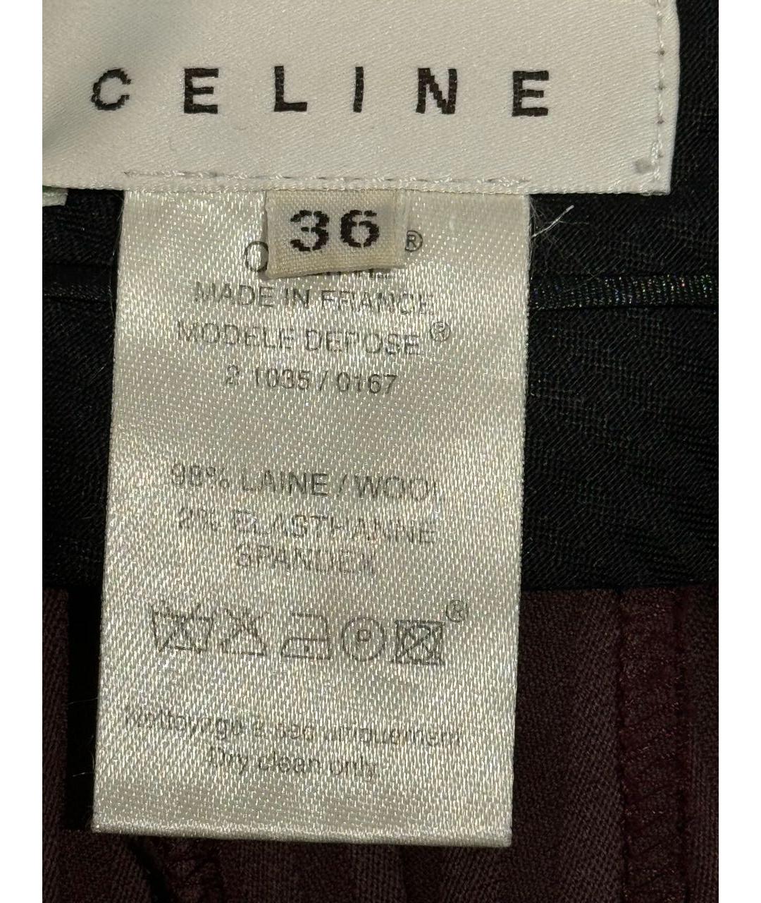 CELINE Бордовые шерстяные прямые брюки, фото 3