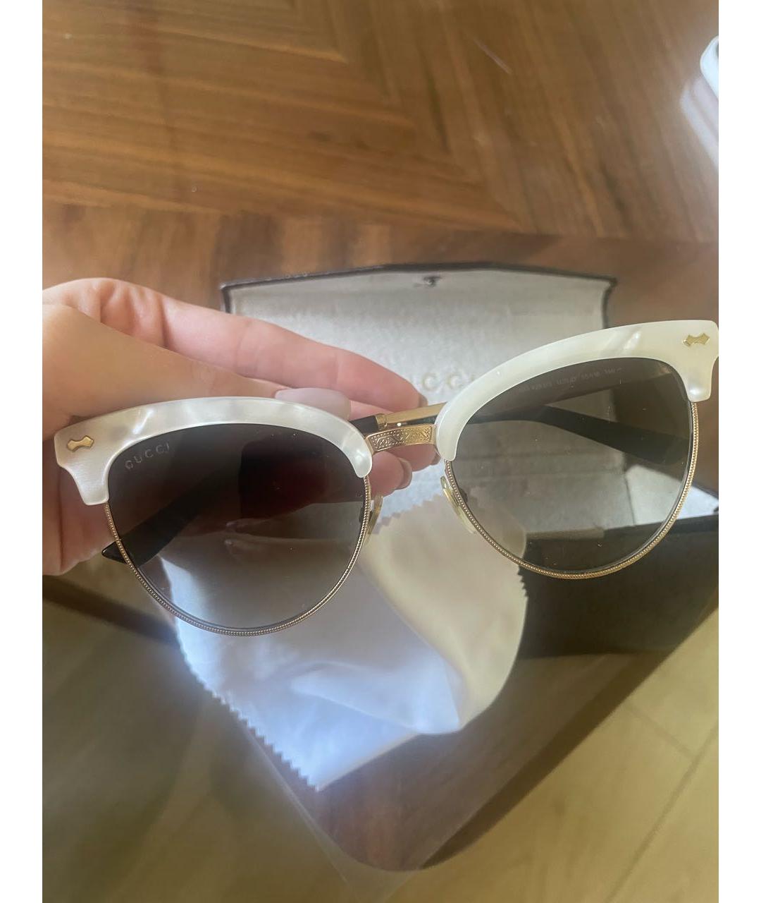 GUCCI Белые металлические солнцезащитные очки, фото 5