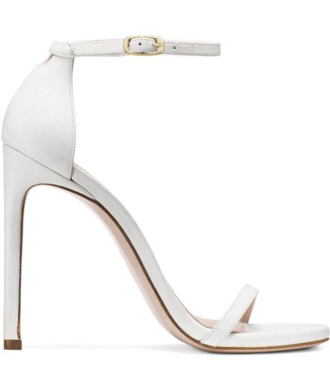 STUART WEITZMAN Белые кожаные босоножки, фото 5