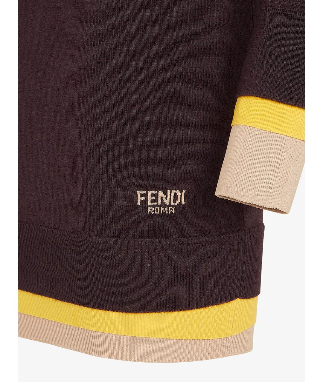 FENDI Коричневое повседневное платье, фото 4