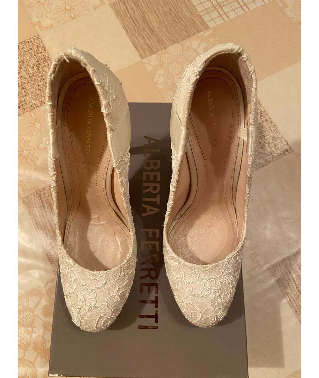 ALBERTA FERRETTI Белые кожаные свадебные туфли на высоком каблуке, фото 2