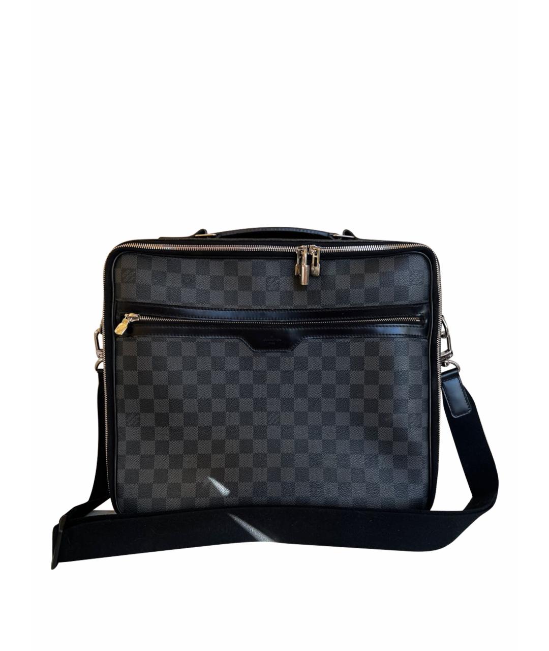 LOUIS VUITTON VINTAGE Черный кожаный портфель, фото 1