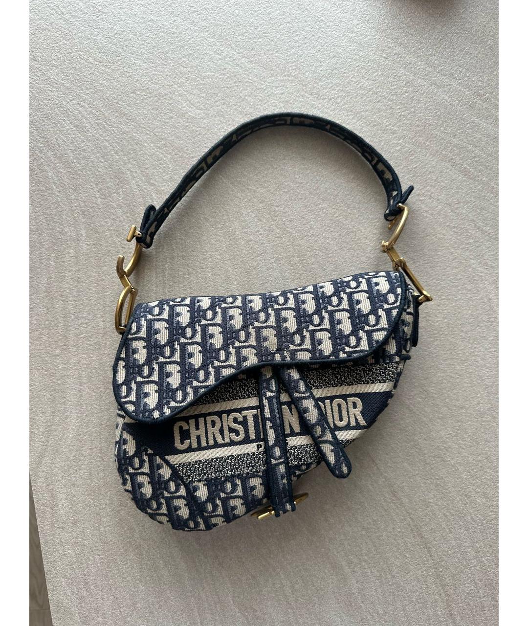 CHRISTIAN DIOR Синяя жаккардовая сумка с короткими ручками, фото 5