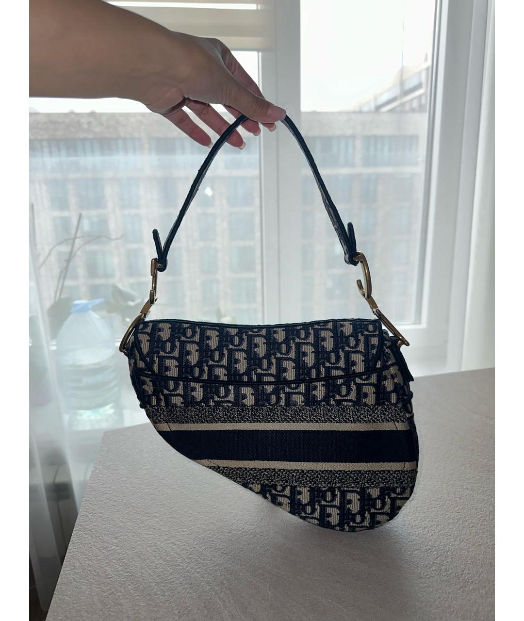 CHRISTIAN DIOR Синяя жаккардовая сумка с короткими ручками, фото 3