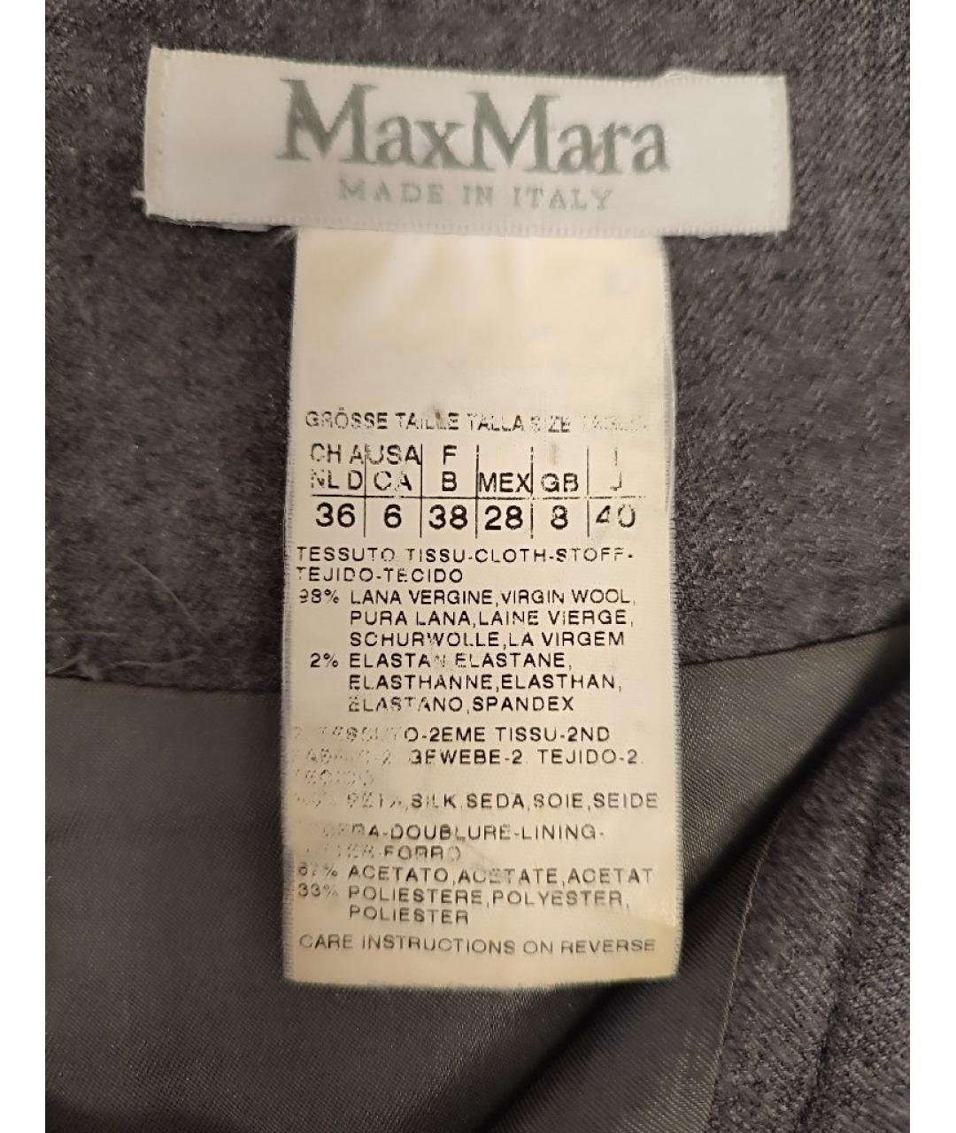 MAX MARA Серая шерстяная юбка миди, фото 3