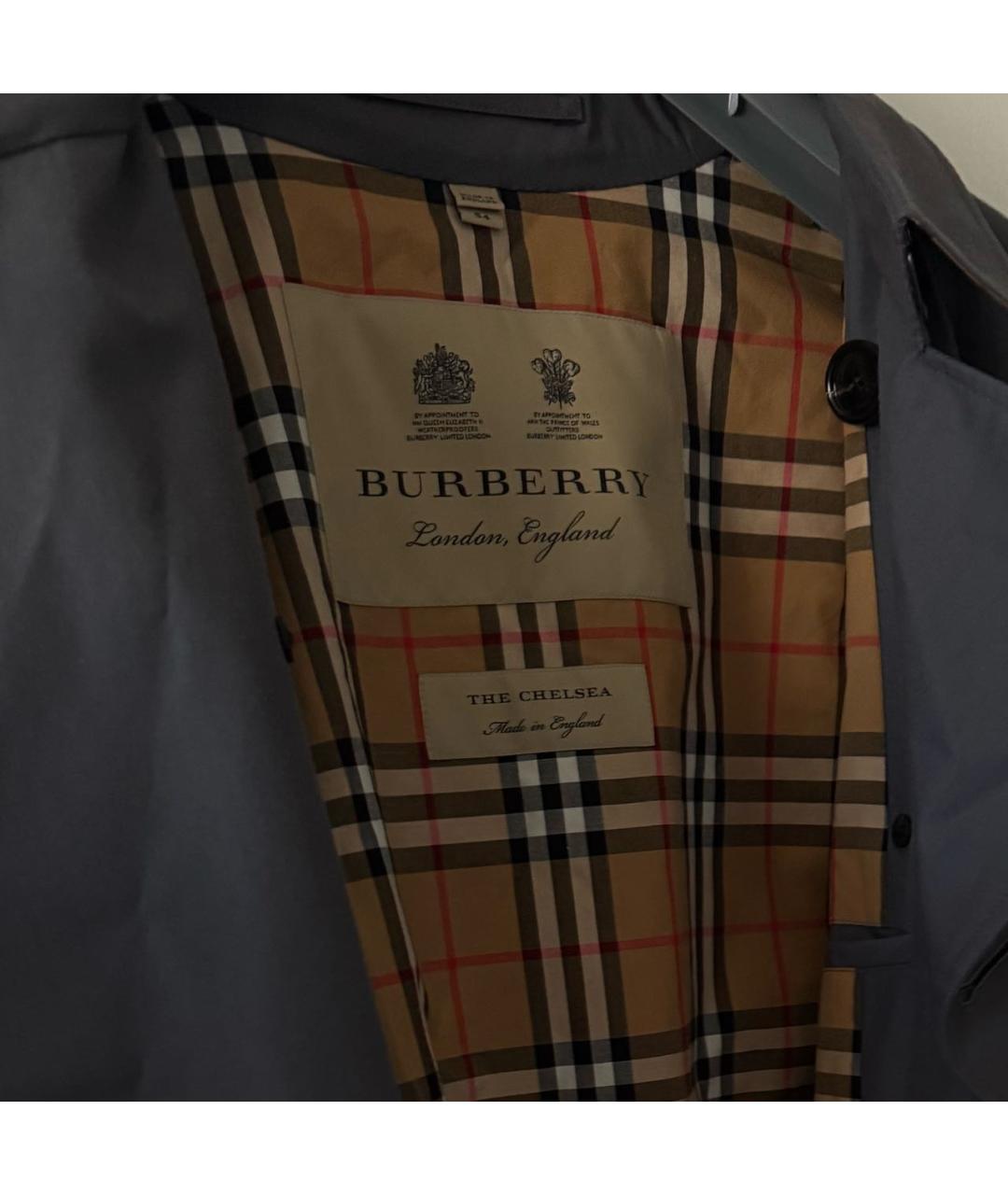 BURBERRY Антрацитовый полиэстеровый тренч / плащ, фото 3