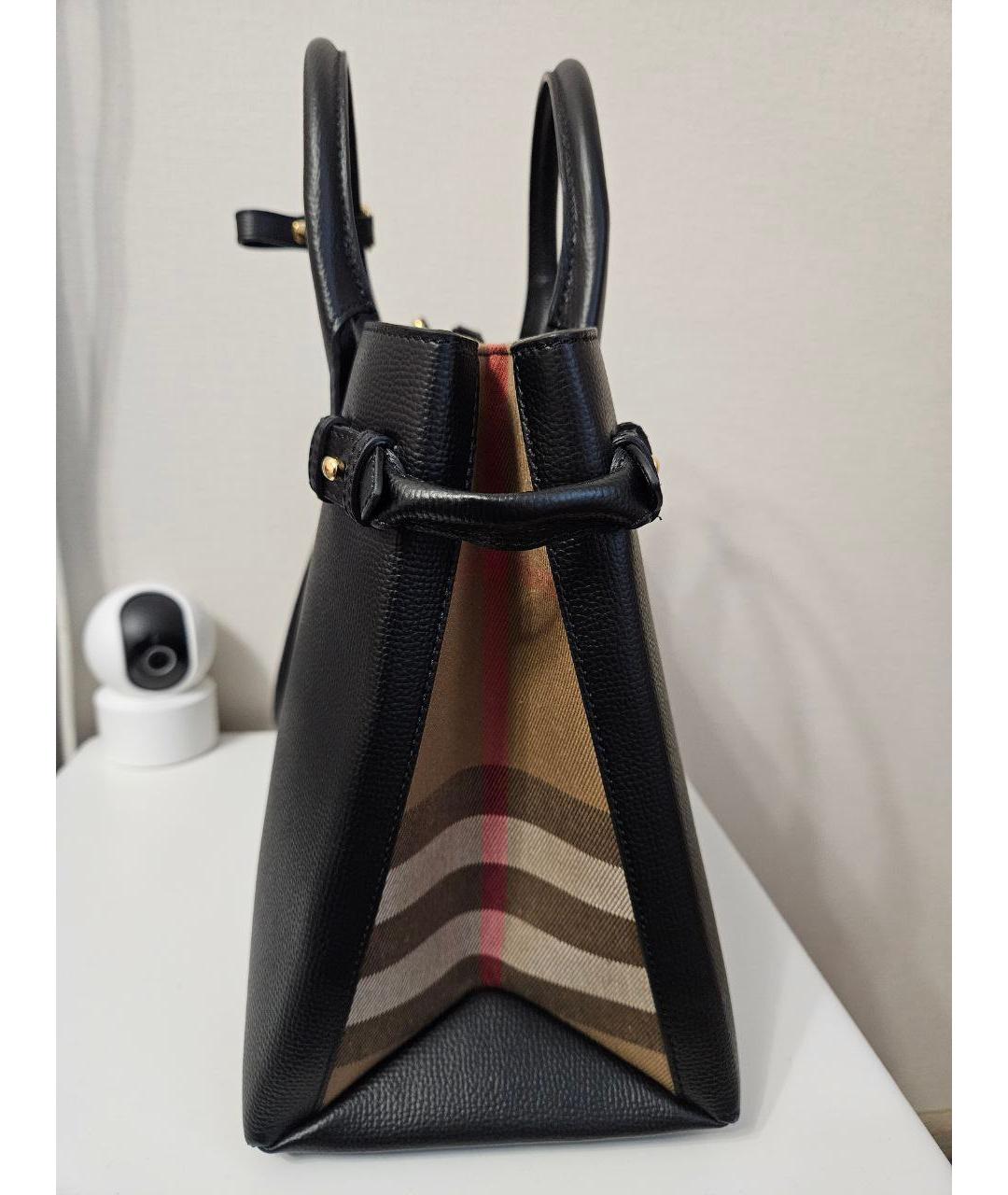 BURBERRY Черная кожаная сумка тоут, фото 3