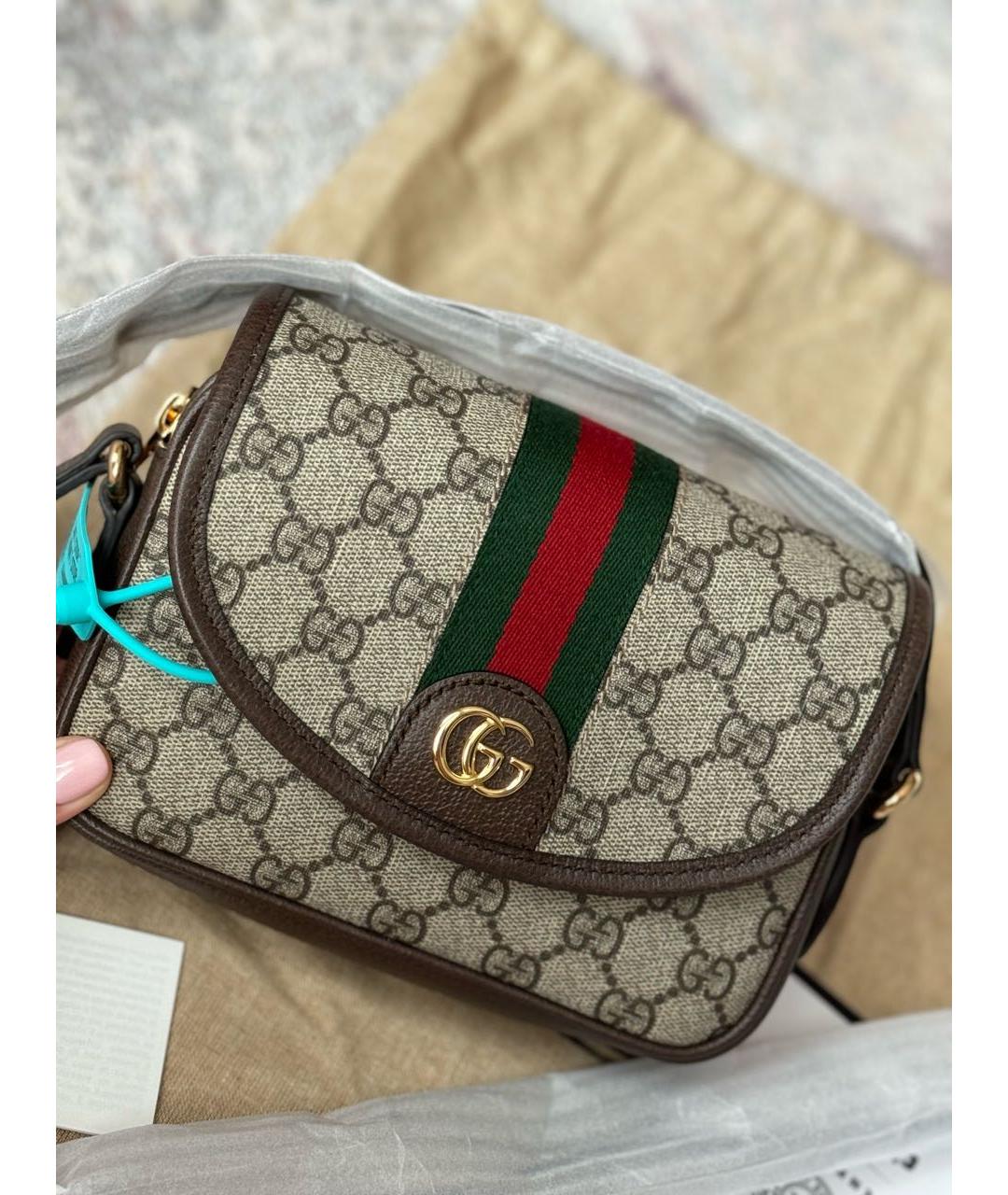 GUCCI Бежевая кожаная сумка через плечо, фото 5