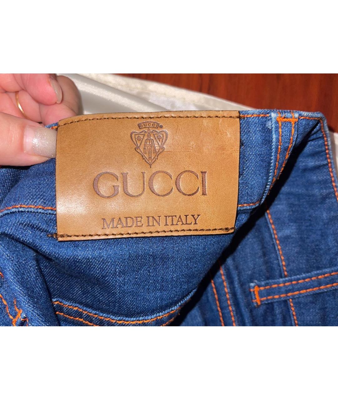 GUCCI Синяя деним юбка мини, фото 5