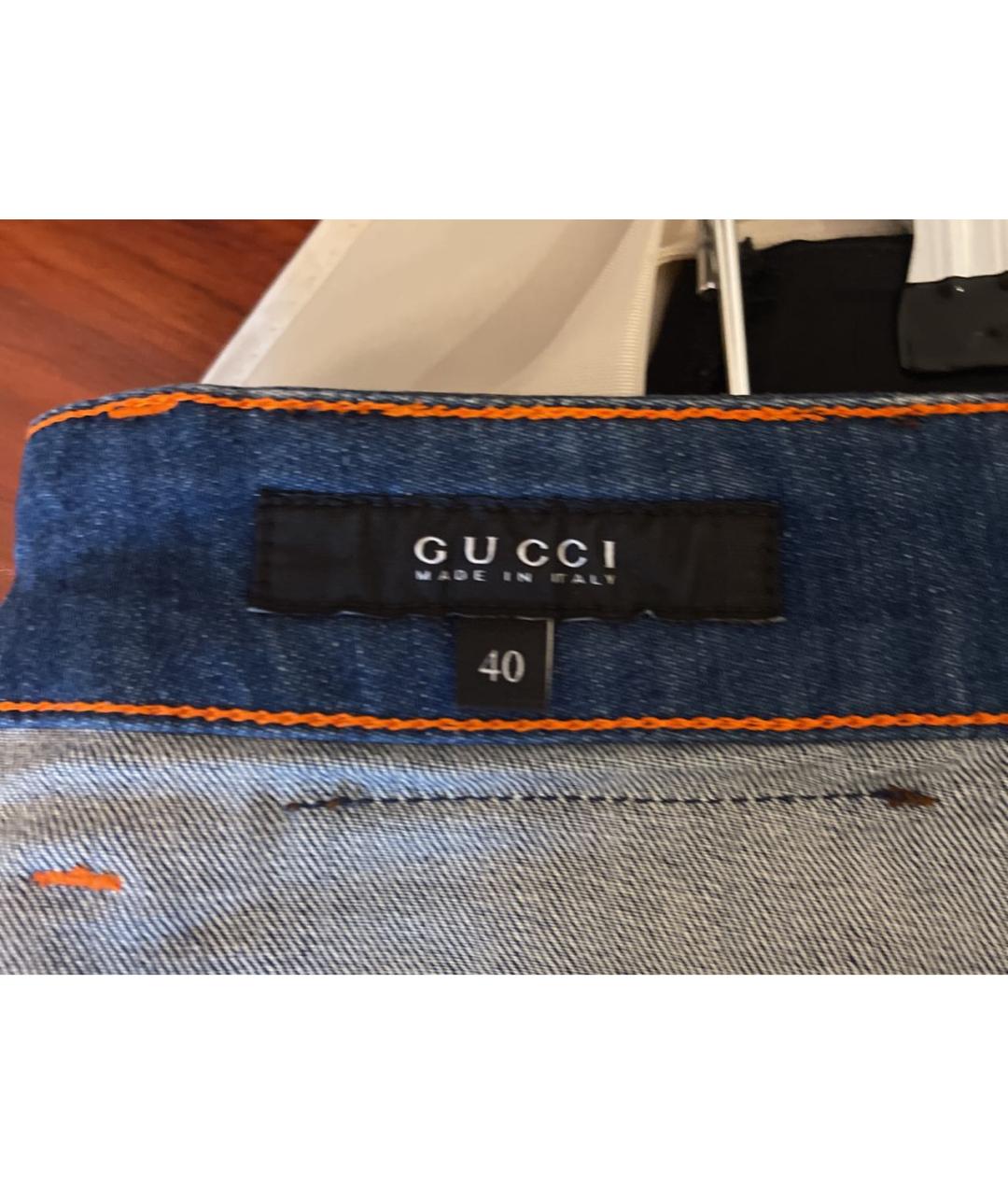 GUCCI Синяя деним юбка мини, фото 6