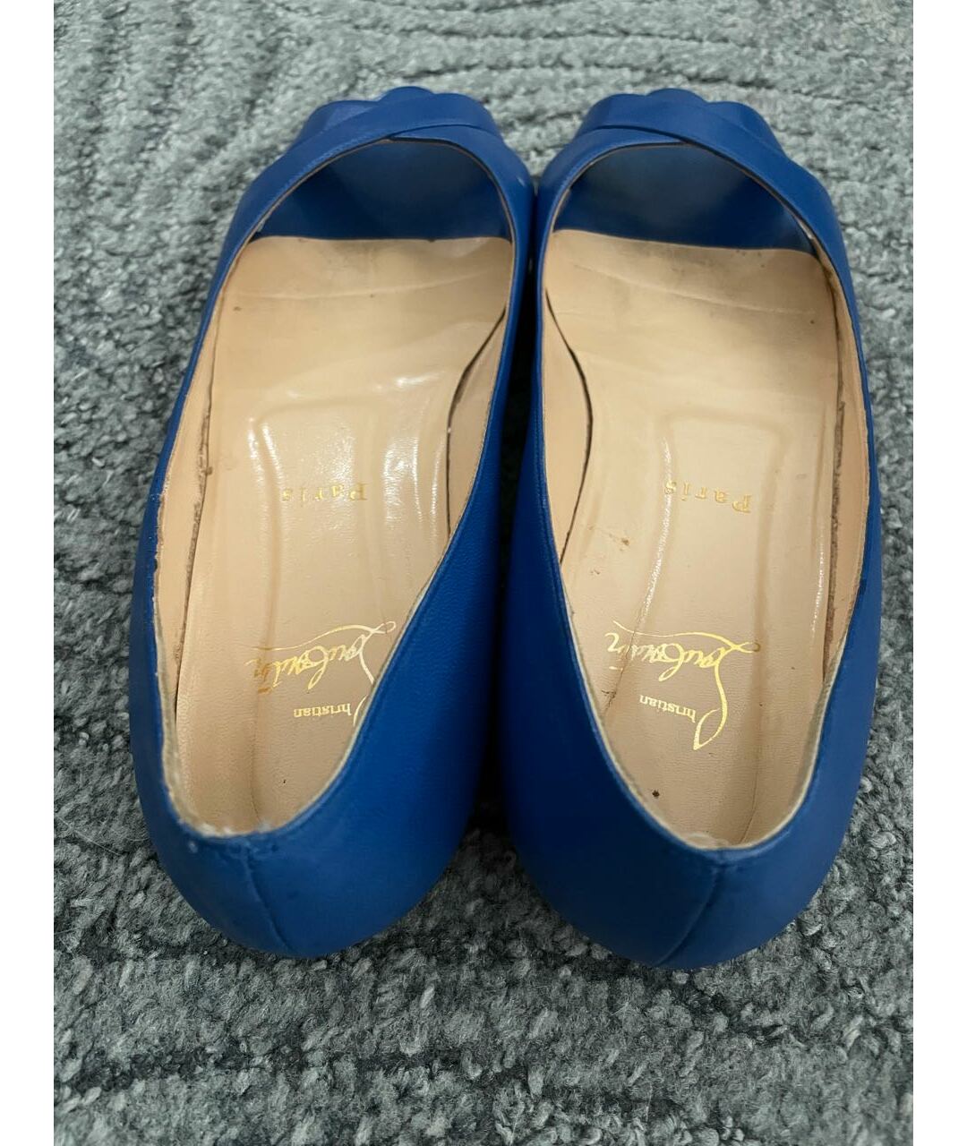 CHRISTIAN LOUBOUTIN Синие кожаные балетки, фото 4