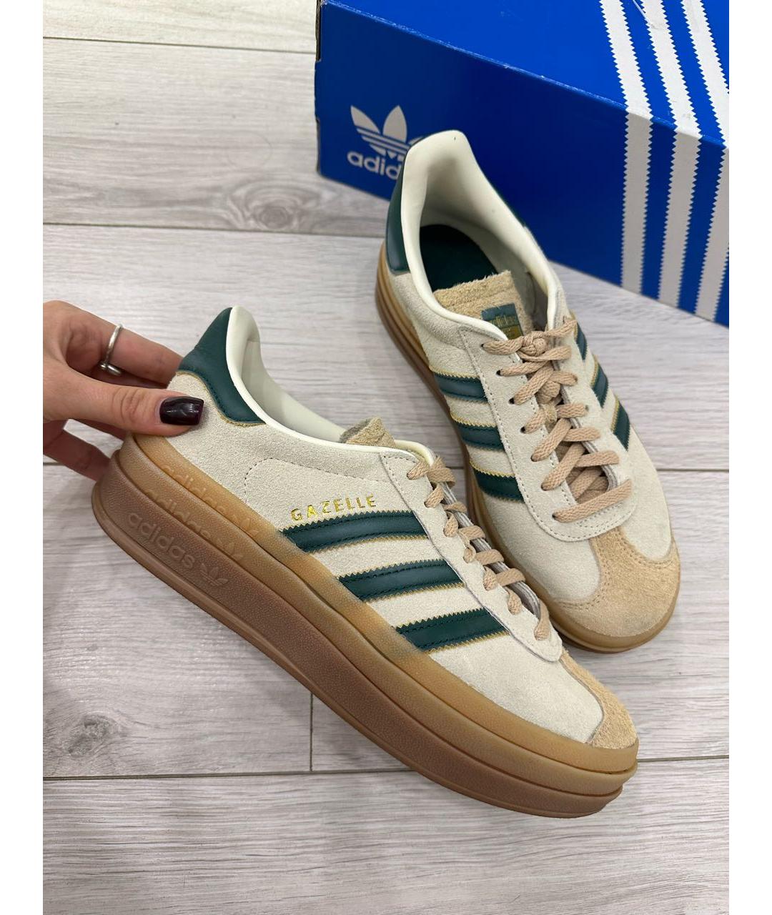 ADIDAS Бежевые кожаные кеды, фото 6