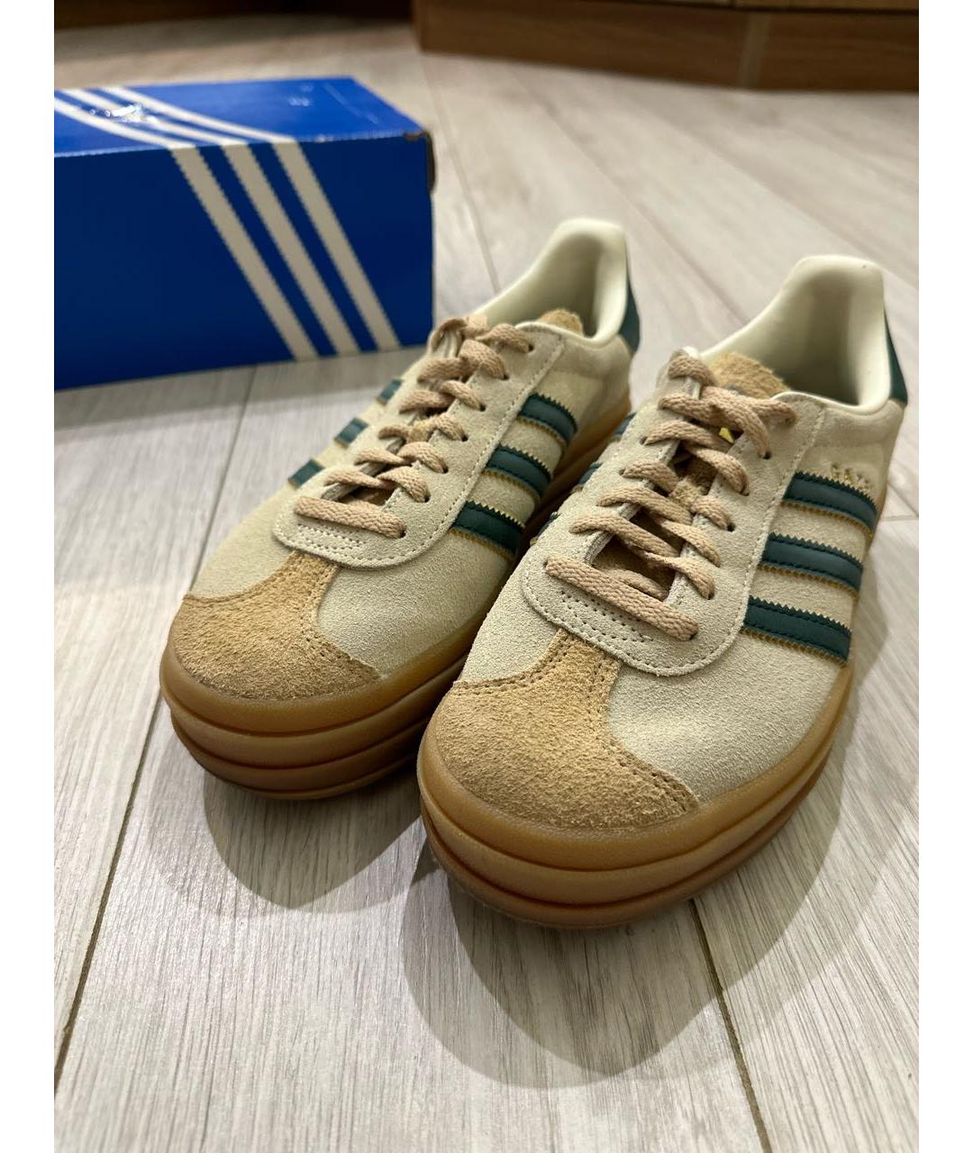 ADIDAS Бежевые кожаные кеды, фото 2