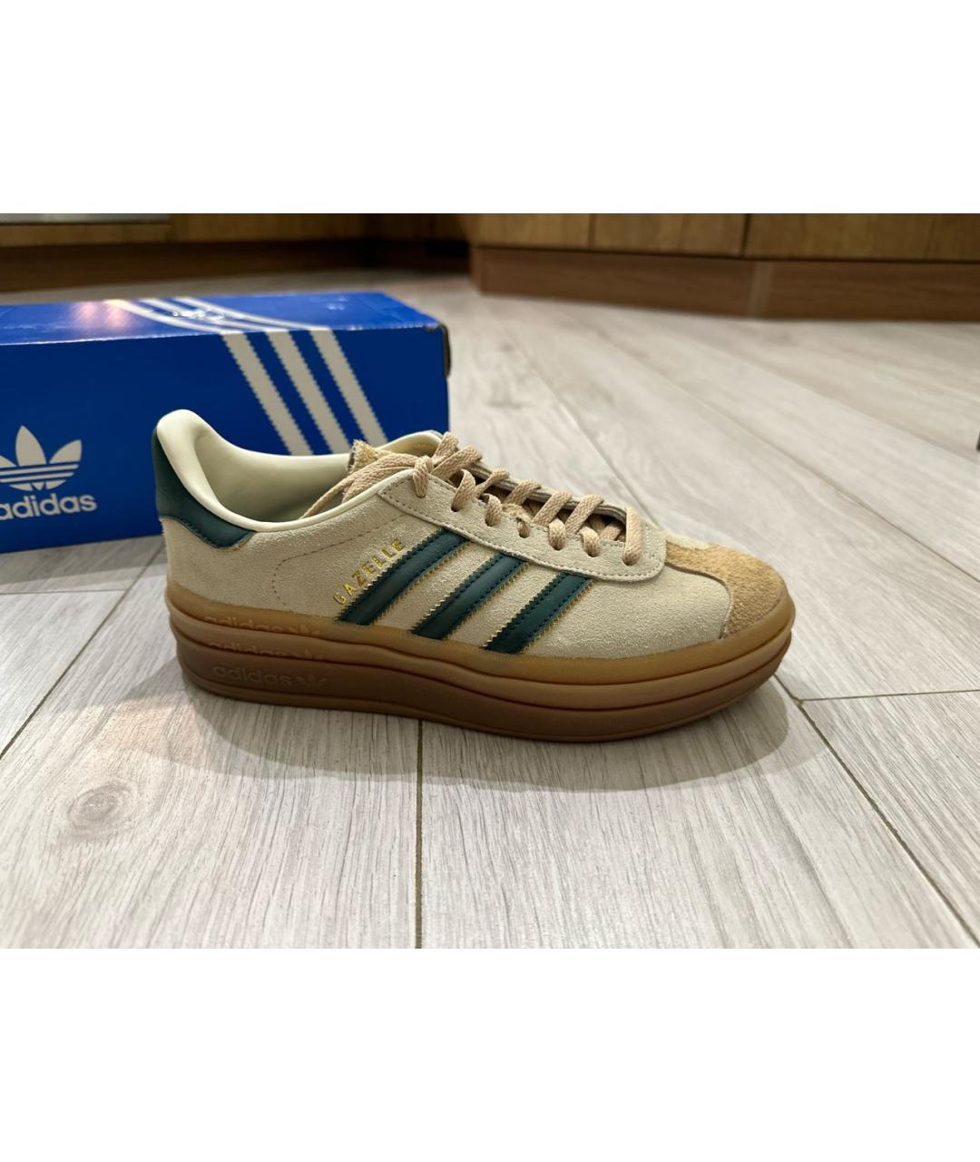 ADIDAS Бежевые кожаные кеды, фото 9