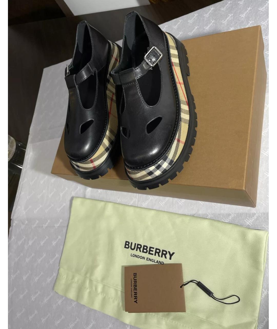 BURBERRY Черные кожаные туфли, фото 3