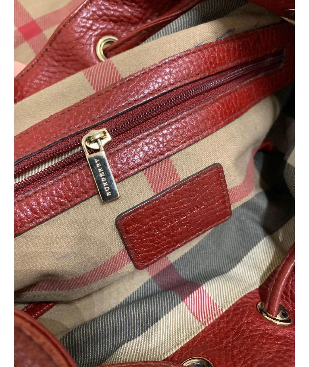 BURBERRY Бордовый кожаный рюкзак, фото 8