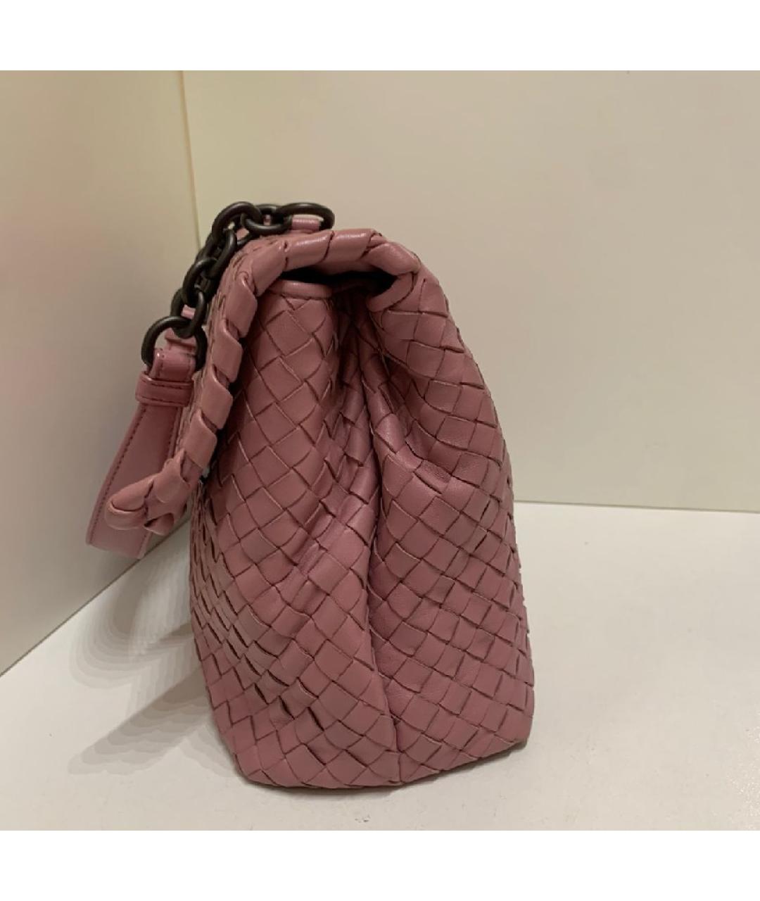 BOTTEGA VENETA Розовая кожаная сумка с короткими ручками, фото 3