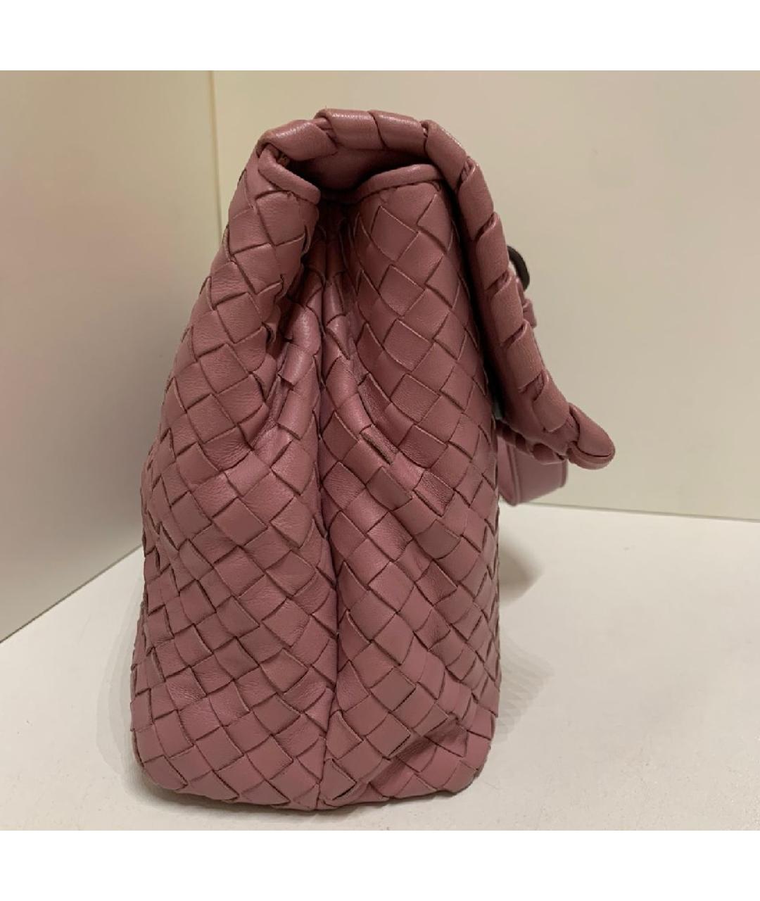 BOTTEGA VENETA Розовая кожаная сумка с короткими ручками, фото 2