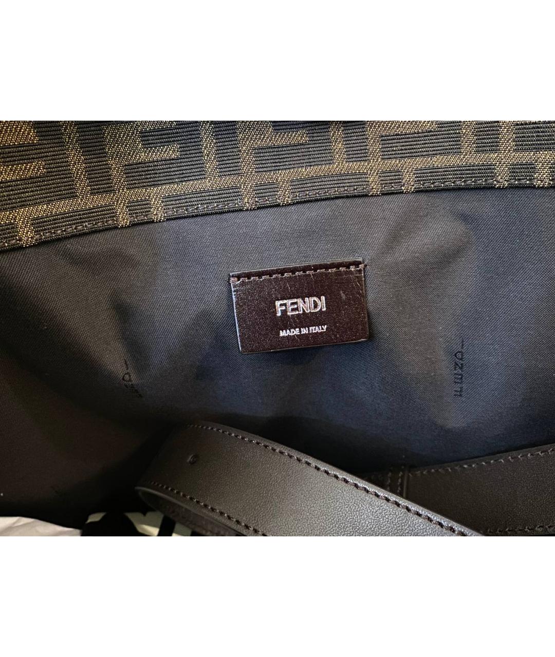 FENDI Коричневая тканевая сумка тоут, фото 5