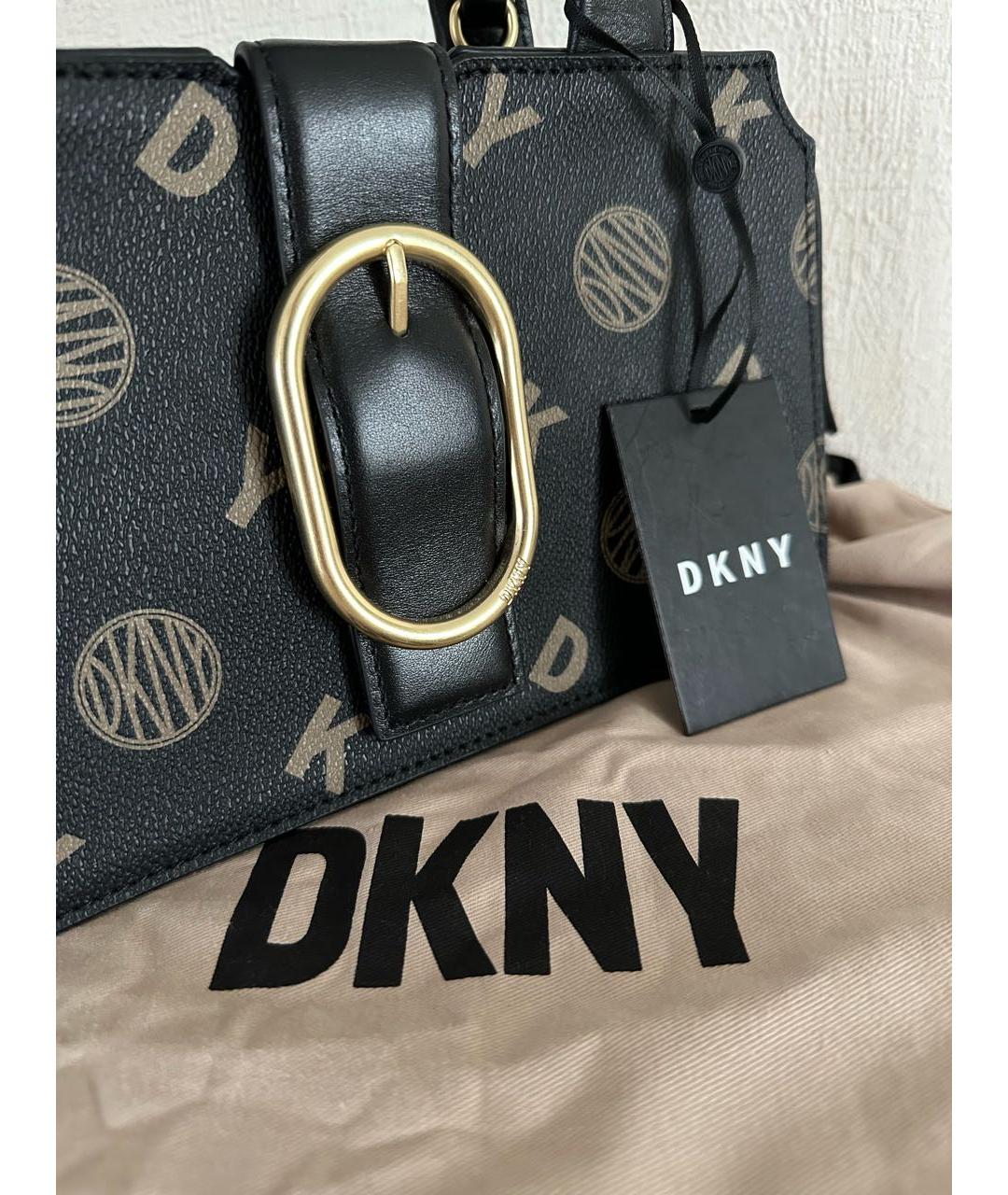 DKNY Черная сумка с короткими ручками из искусственной кожи, фото 3