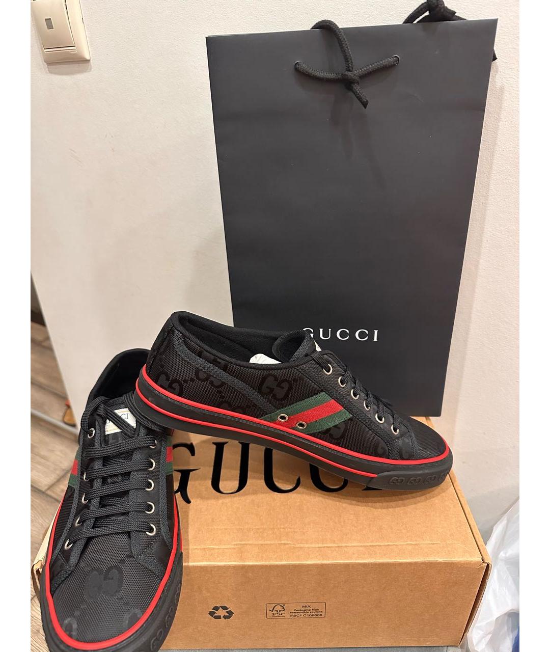 GUCCI Черные низкие кроссовки / кеды, фото 5