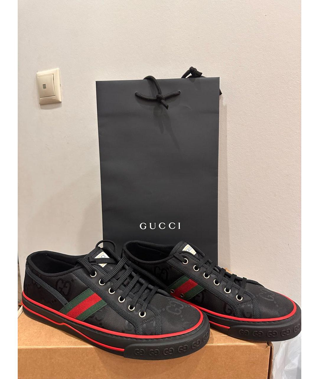 GUCCI Черные низкие кроссовки / кеды, фото 4