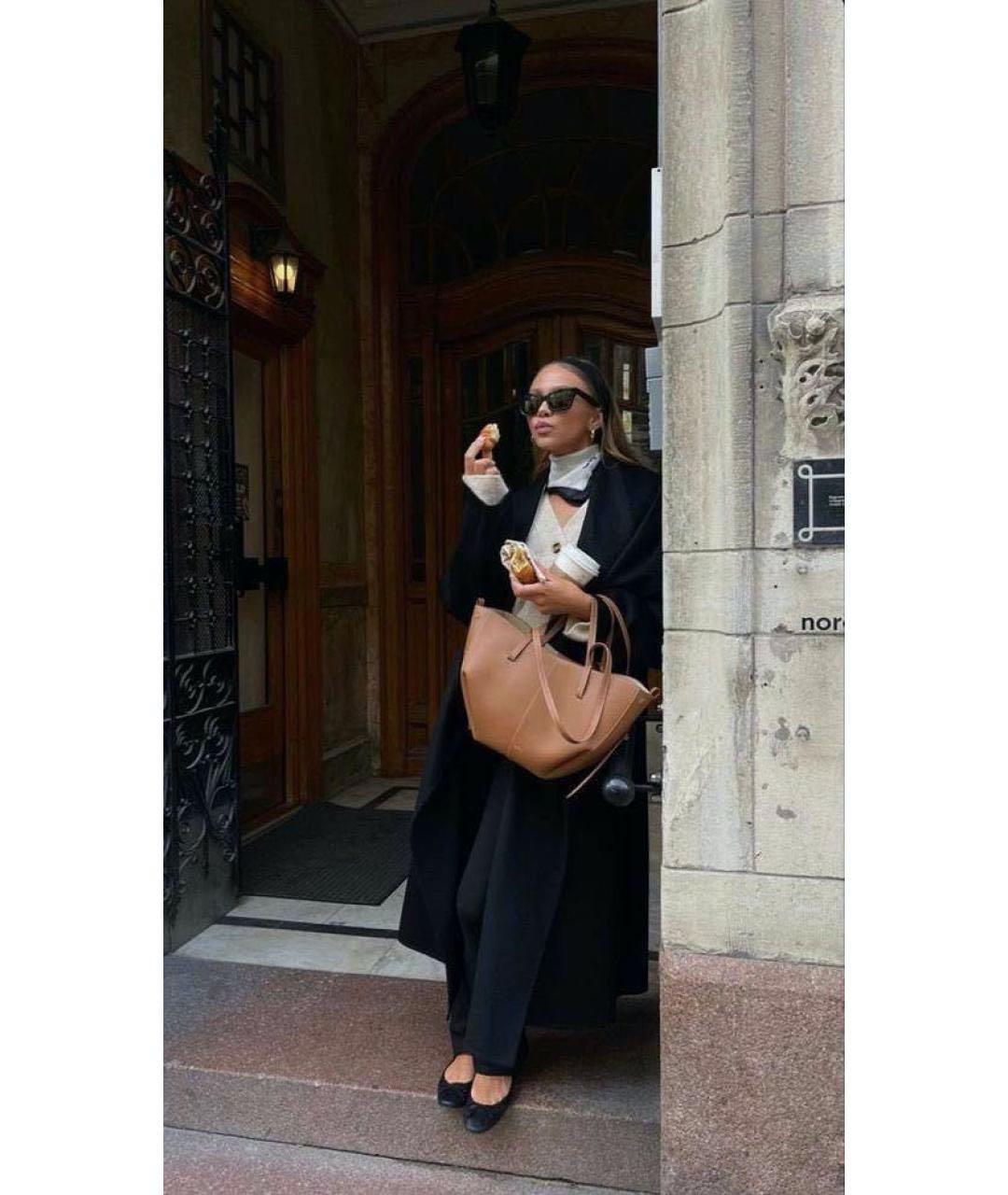 POLENE Коричневая кожаная сумка тоут, фото 6