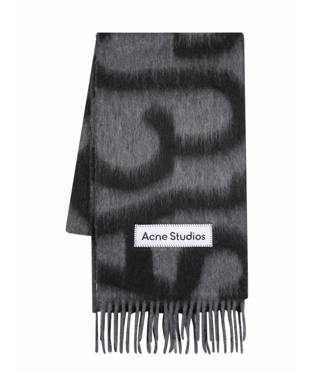 ACNE STUDIOS Серый шерстяной шарф, фото 1