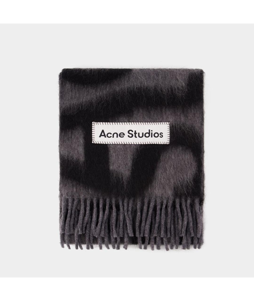 ACNE STUDIOS Серый шерстяной шарф, фото 2