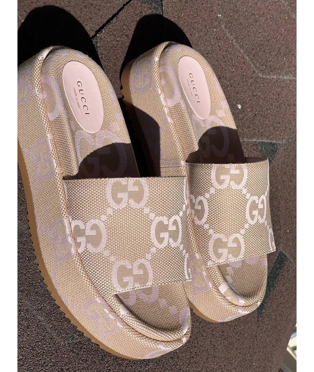 GUCCI Бежевые шлепанцы, фото 5