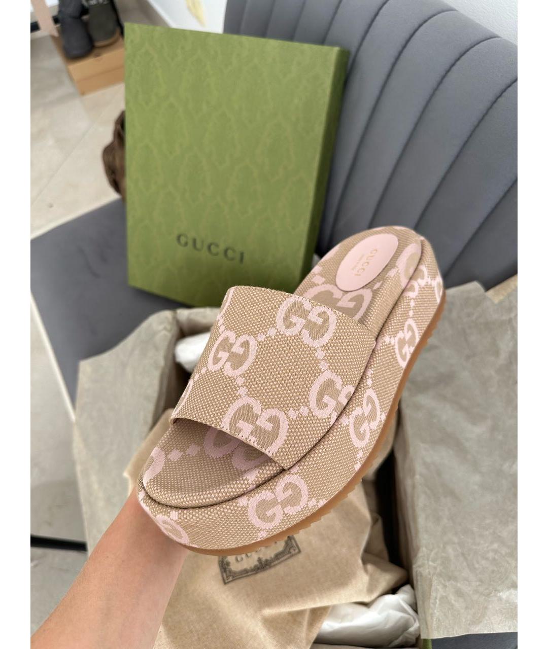 GUCCI Бежевые шлепанцы, фото 3