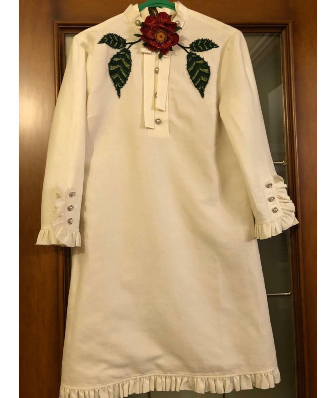 GUCCI Бежевое льняное повседневное платье, фото 4