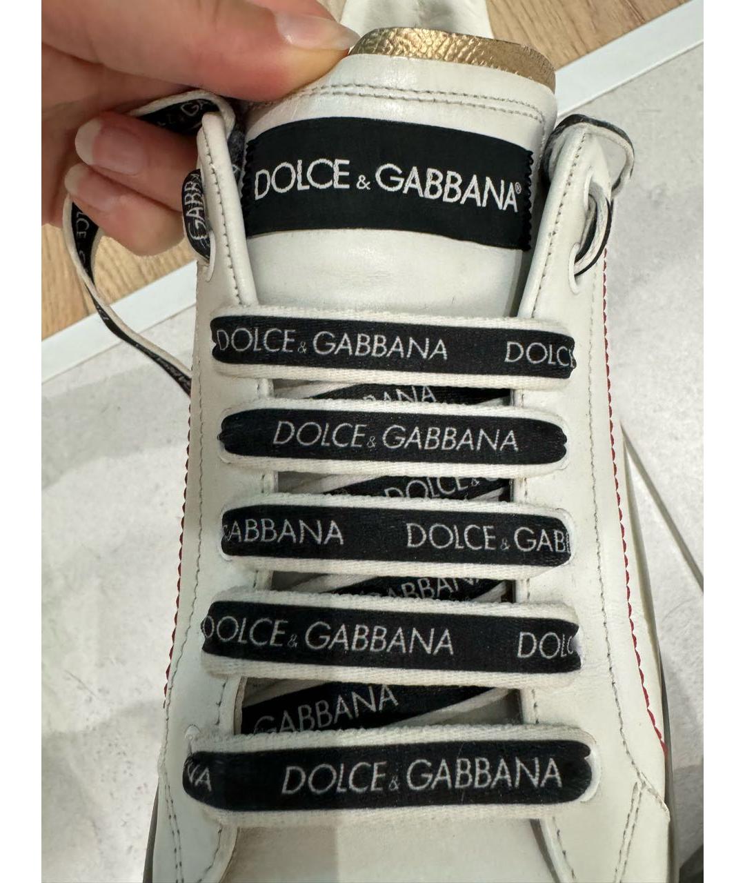 DOLCE&GABBANA Белые кожаные низкие кроссовки / кеды, фото 7