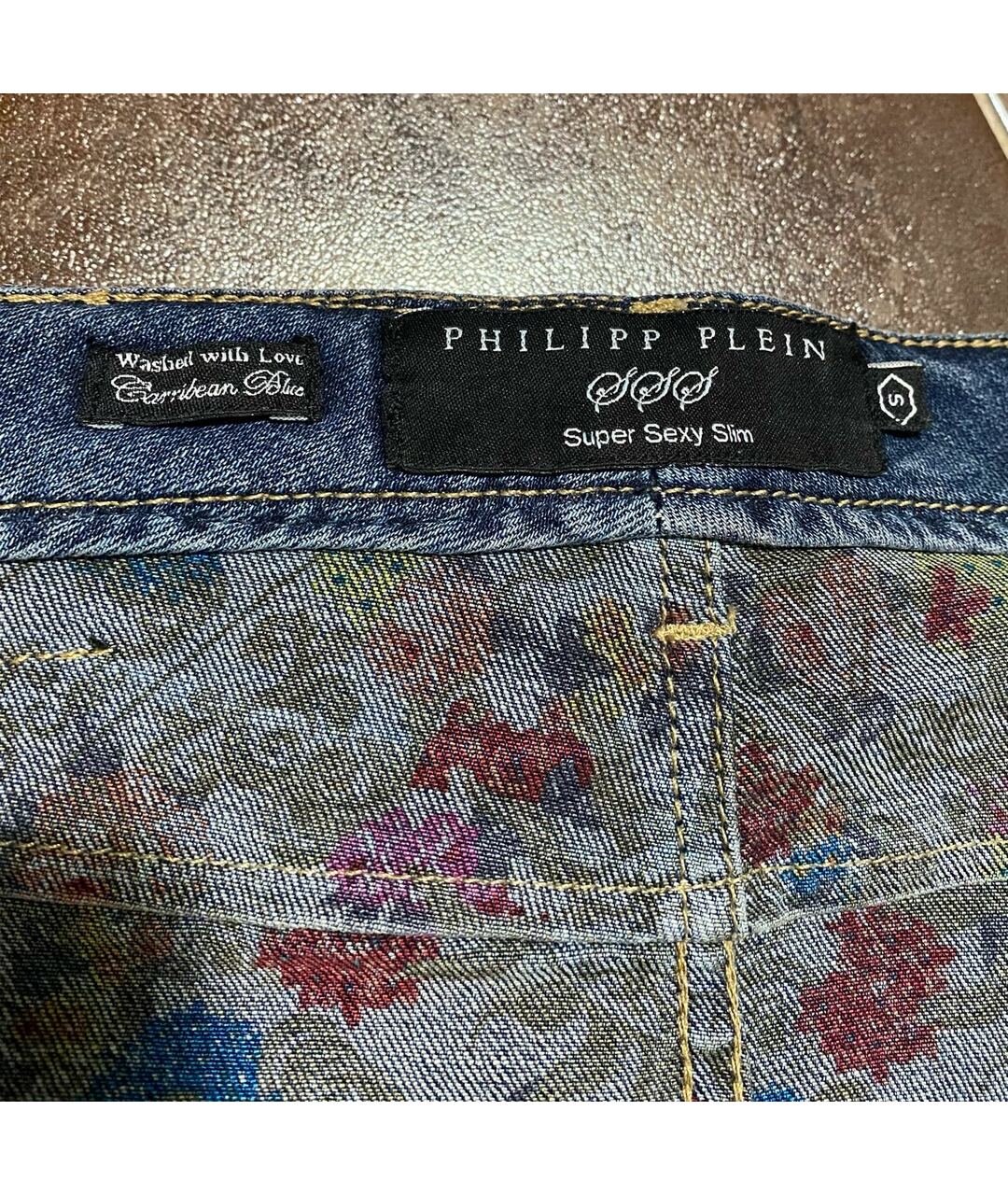 PHILIPP PLEIN Синяя деним юбка мини, фото 4