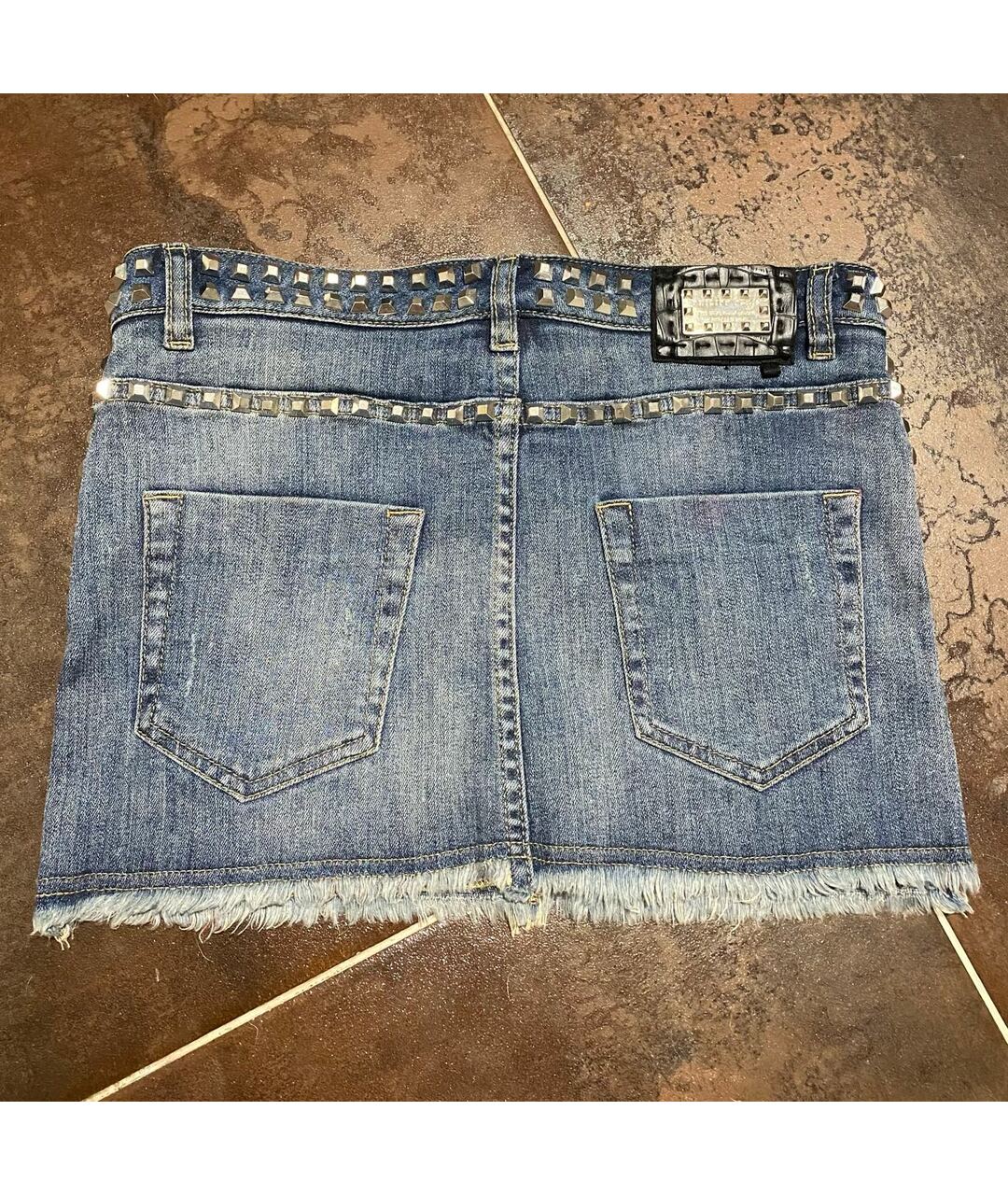 PHILIPP PLEIN Синяя деним юбка мини, фото 2