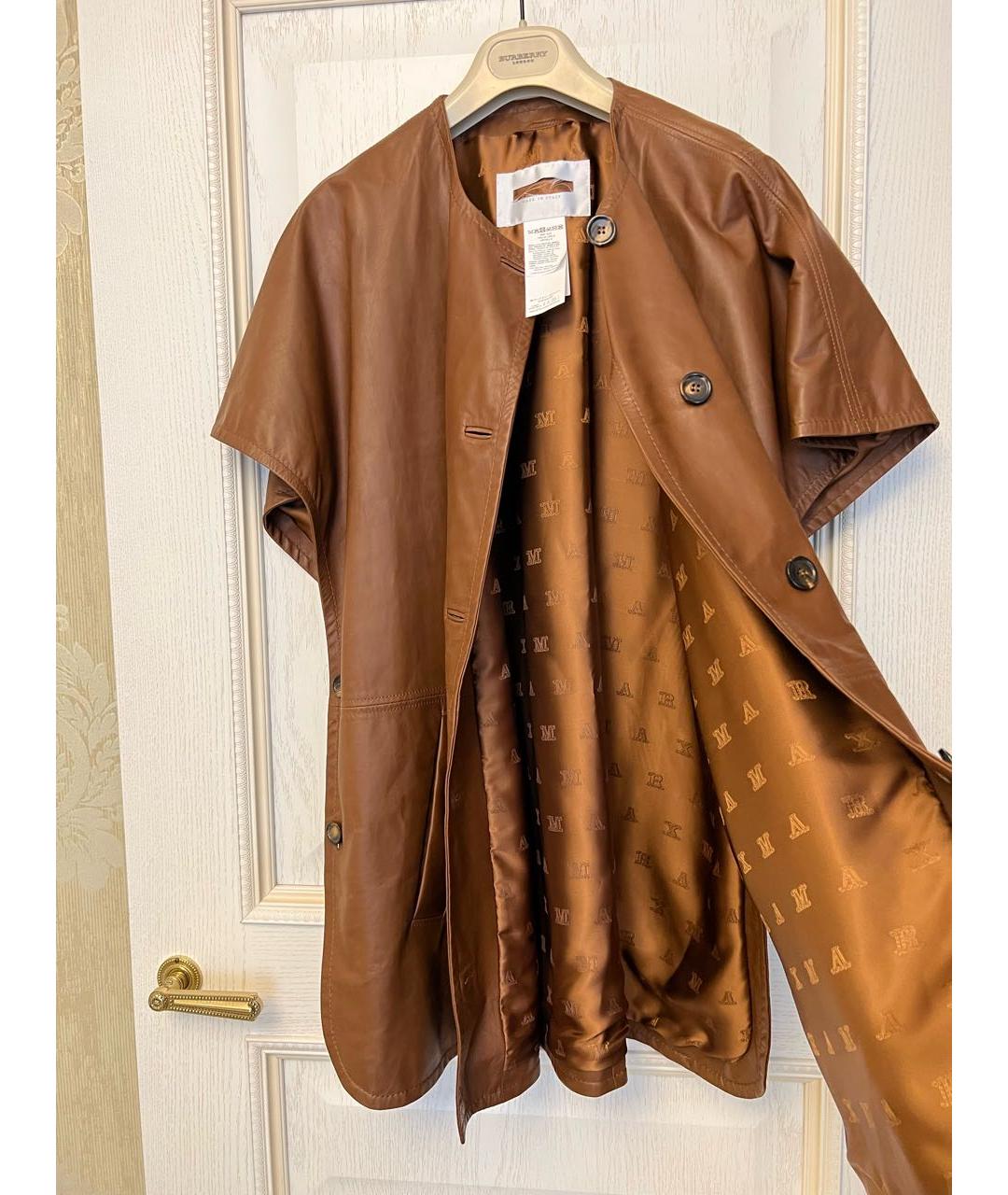 MAX MARA Коричневый кожаный жилет, фото 8