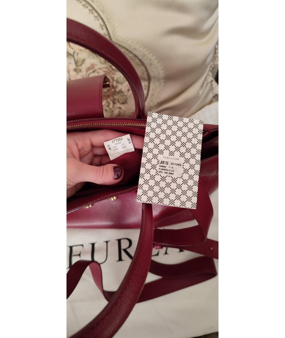 FURLA Бордовая кожаная сумка тоут, фото 6