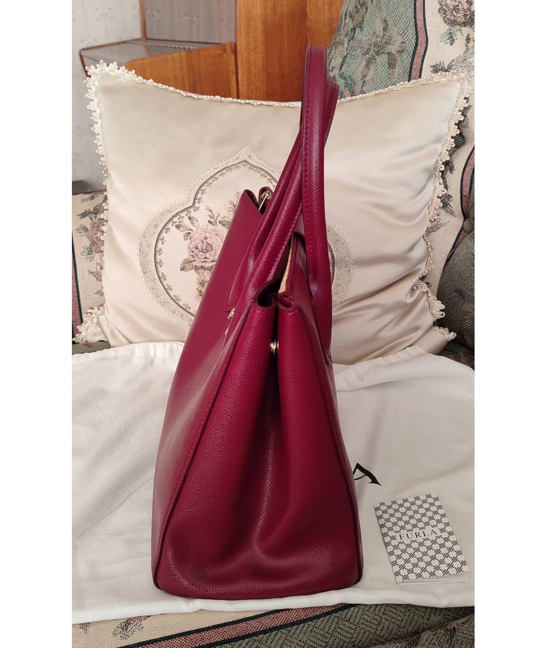 FURLA Бордовая кожаная сумка тоут, фото 2