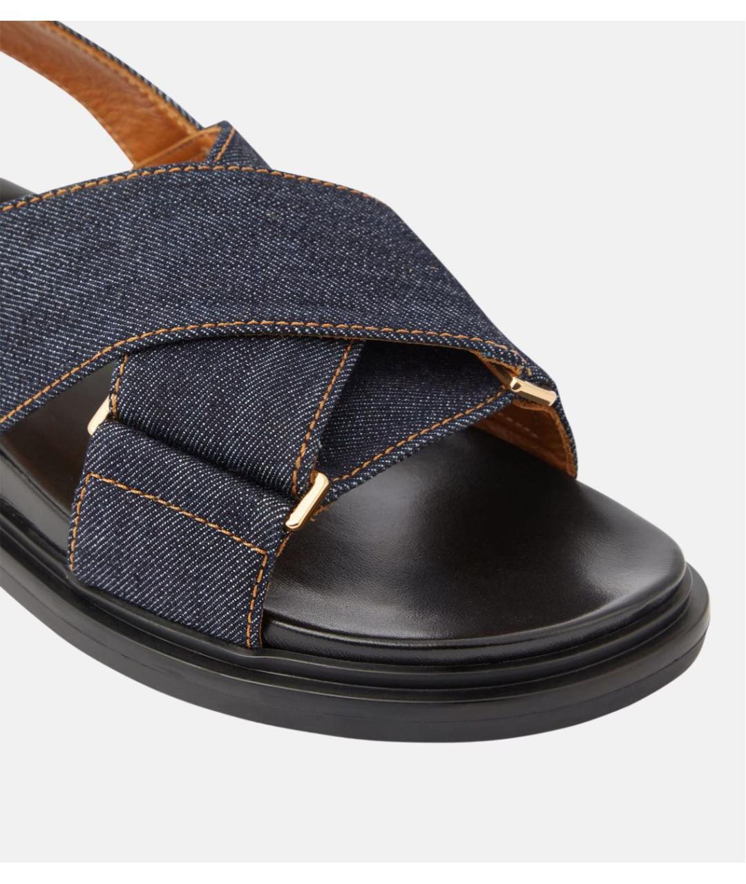 MARNI Темно-синие кожаные сандалии, фото 5