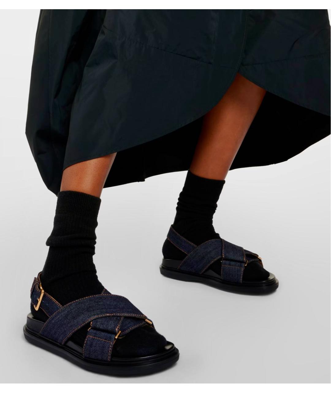 MARNI Темно-синие кожаные сандалии, фото 6