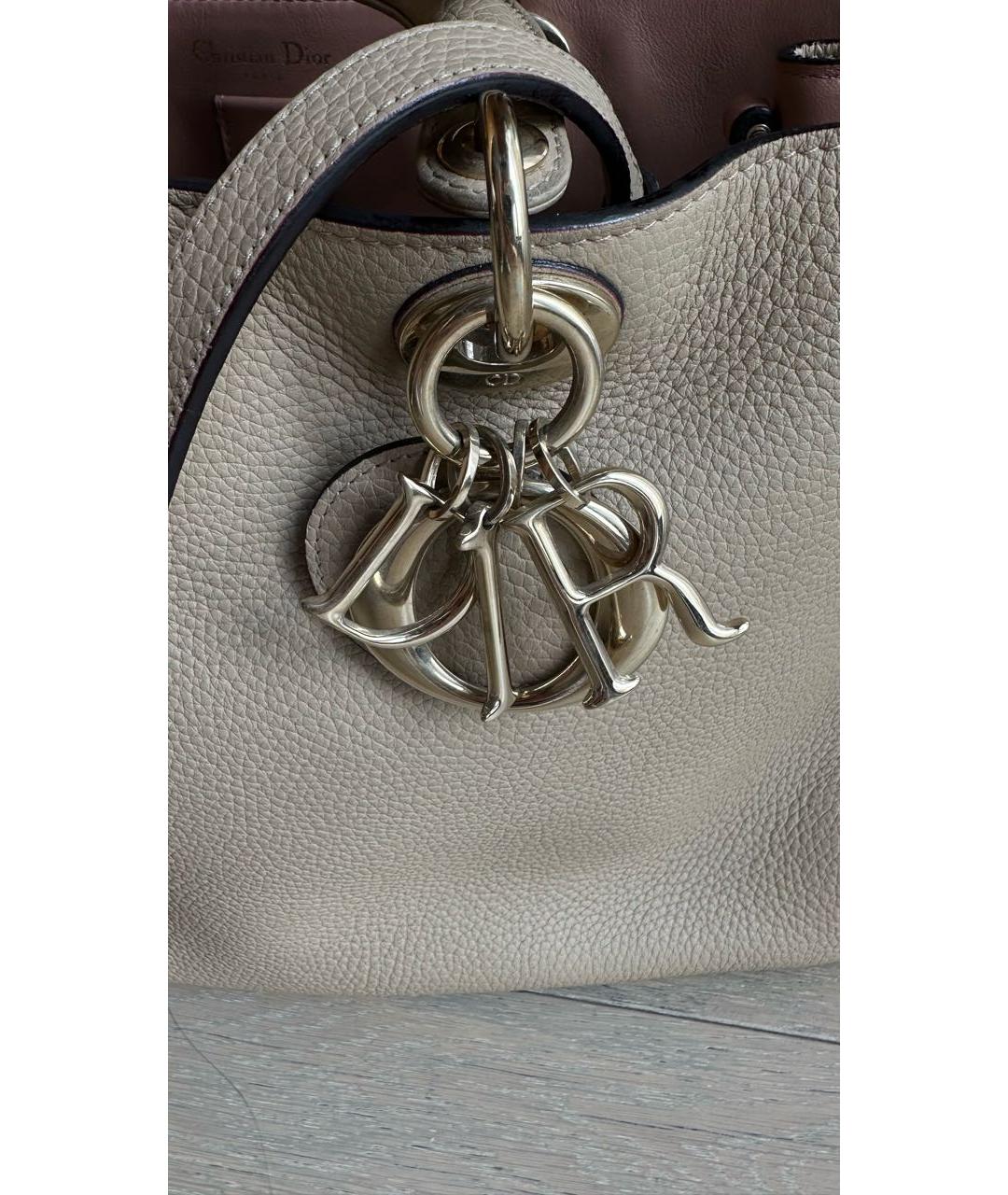 CHRISTIAN DIOR Бежевая кожаная сумка тоут, фото 7