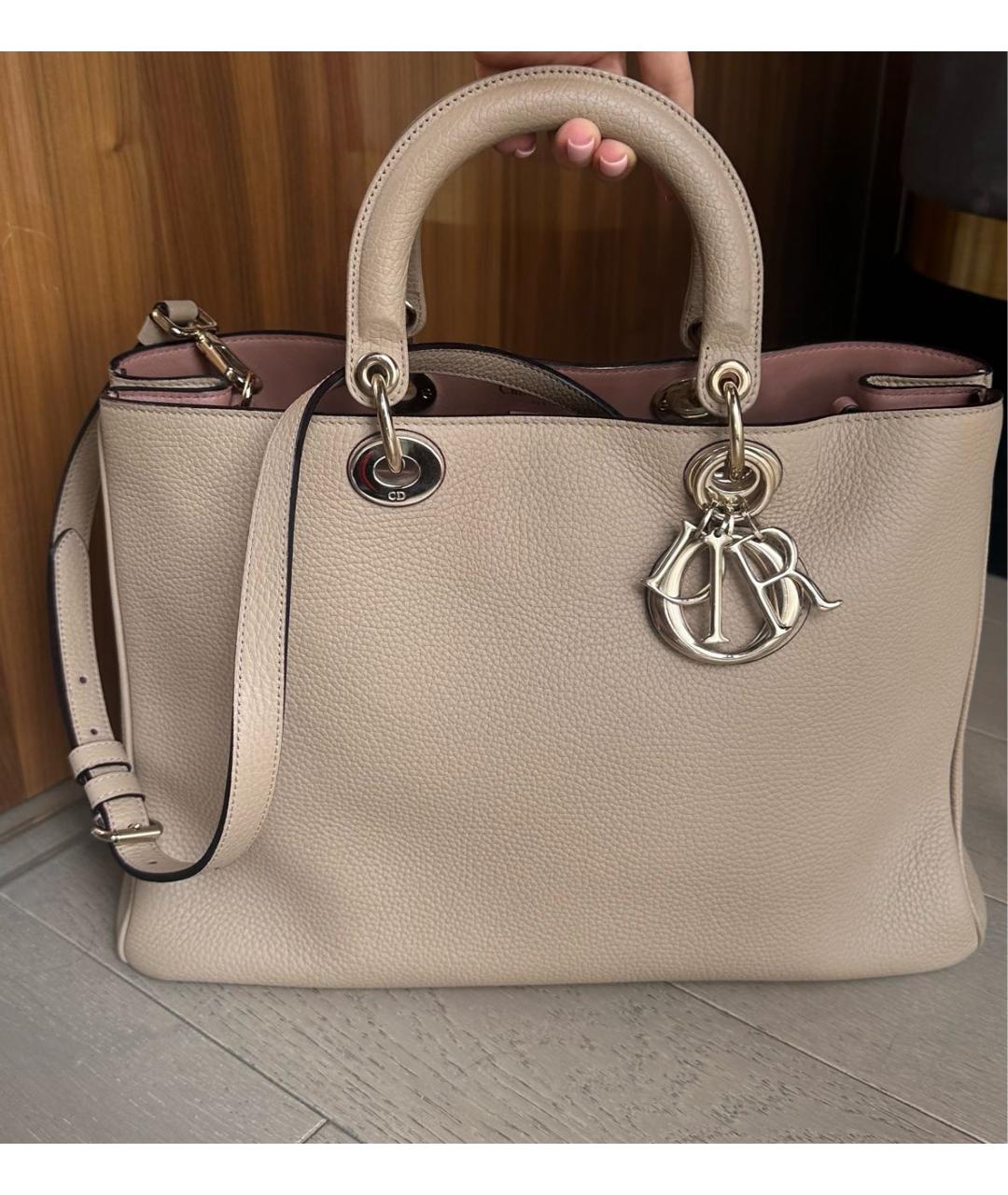 CHRISTIAN DIOR Бежевая кожаная сумка тоут, фото 8