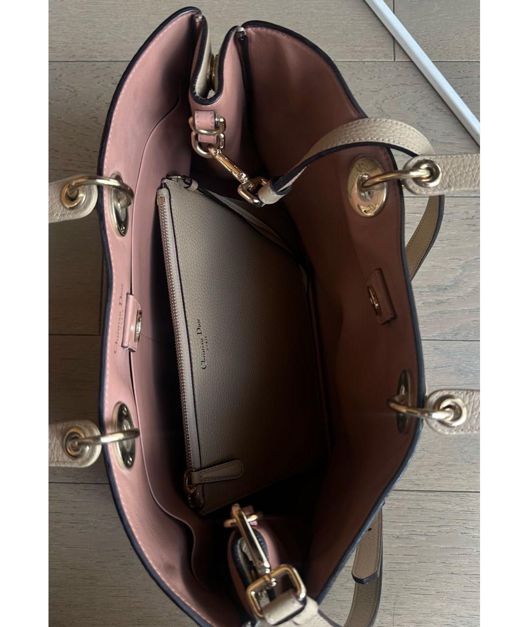 CHRISTIAN DIOR Бежевая кожаная сумка тоут, фото 4