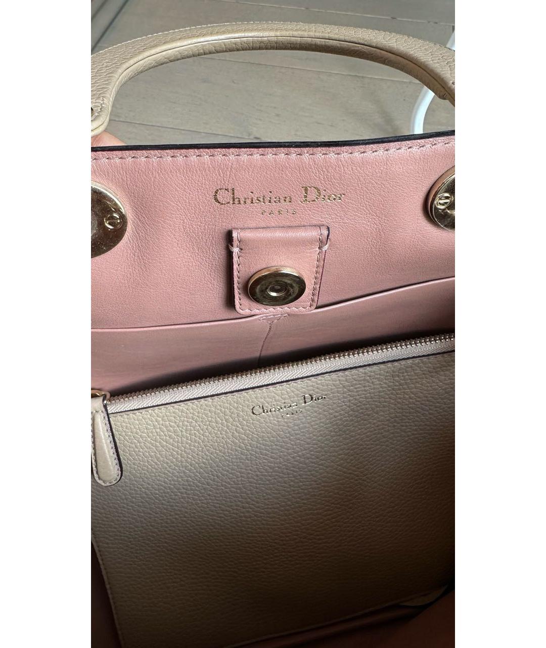 CHRISTIAN DIOR Бежевая кожаная сумка тоут, фото 5